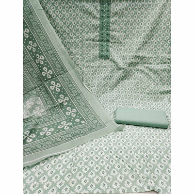 Light Sea Green Printed Pure Cotton Dress Material