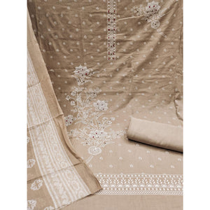 Chikoo Floral Printed Pure Cotton Dress Material