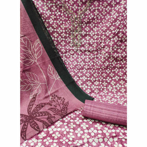 Mauve Floral Printed Pure Cotton Dress Material