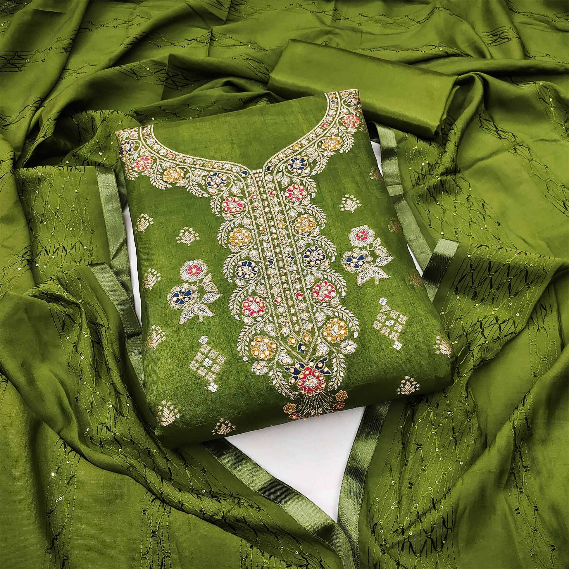 green-woven-jacquard-dress-material-3