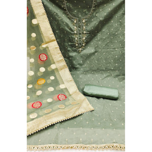 green-hand-embroidered-chanderi-dress-material