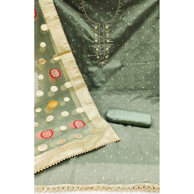 green-hand-embroidered-chanderi-dress-material