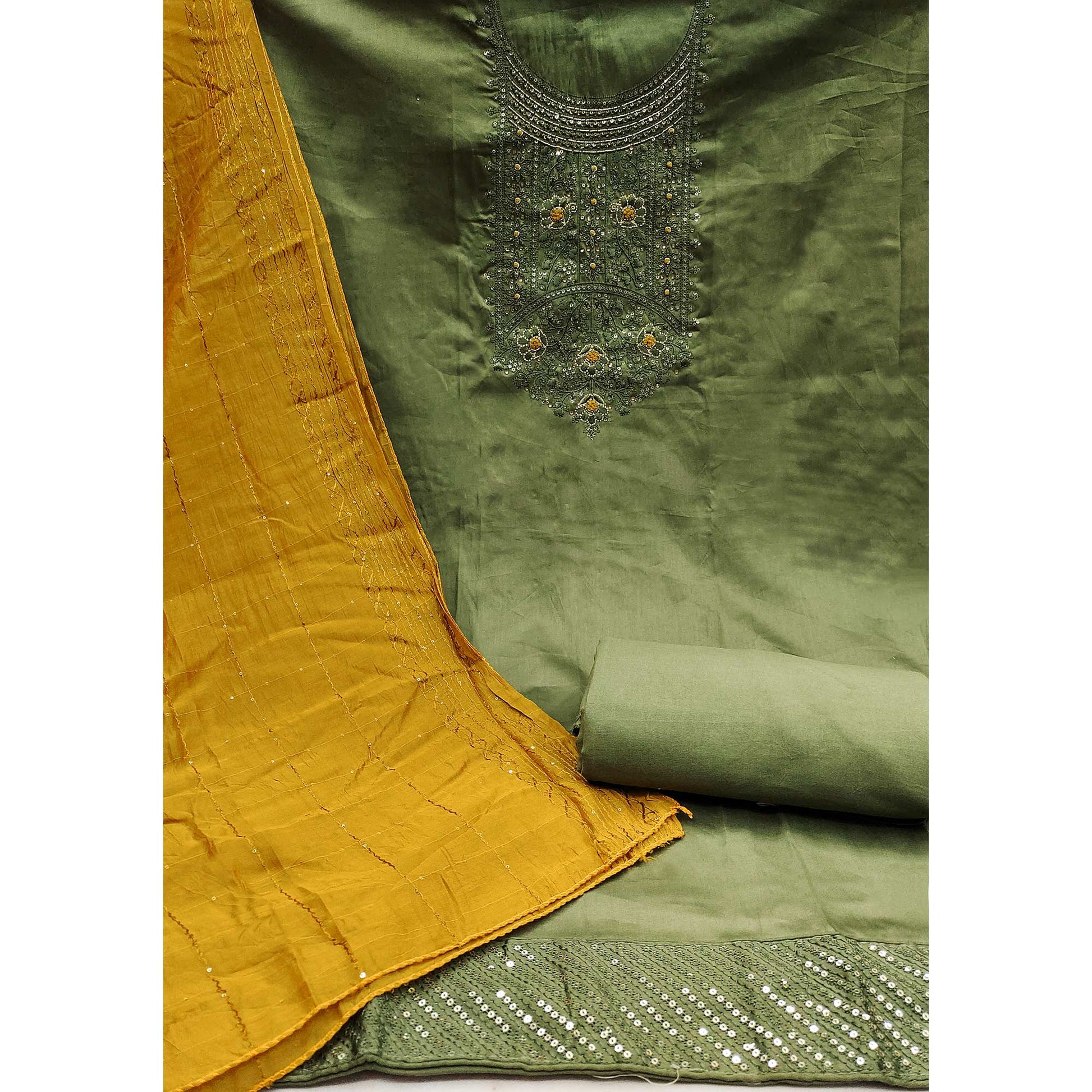 green-sequins-embroidered-cotton-silk-dress-material