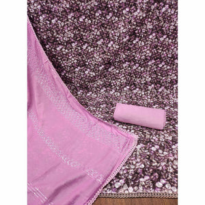 Dark Wine Printed With Embroidered Georgette Dress Material