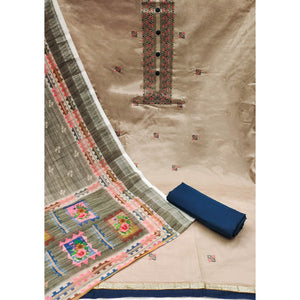 Chikoo Sequins Embroidered Pure Cotton Dress Material