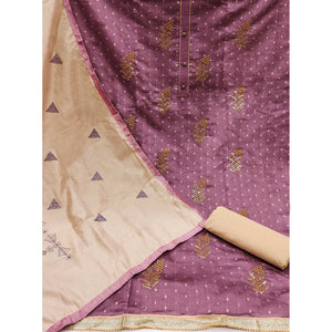 Mauve Sequins Embroidered Chanderi Dress Material