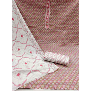 Mauve Floral Printed Pure Cotton Dress Material