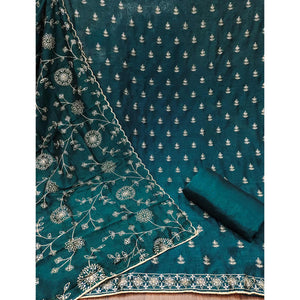 Morpich Sequins Embroidered Vichitra Silk Dress Material