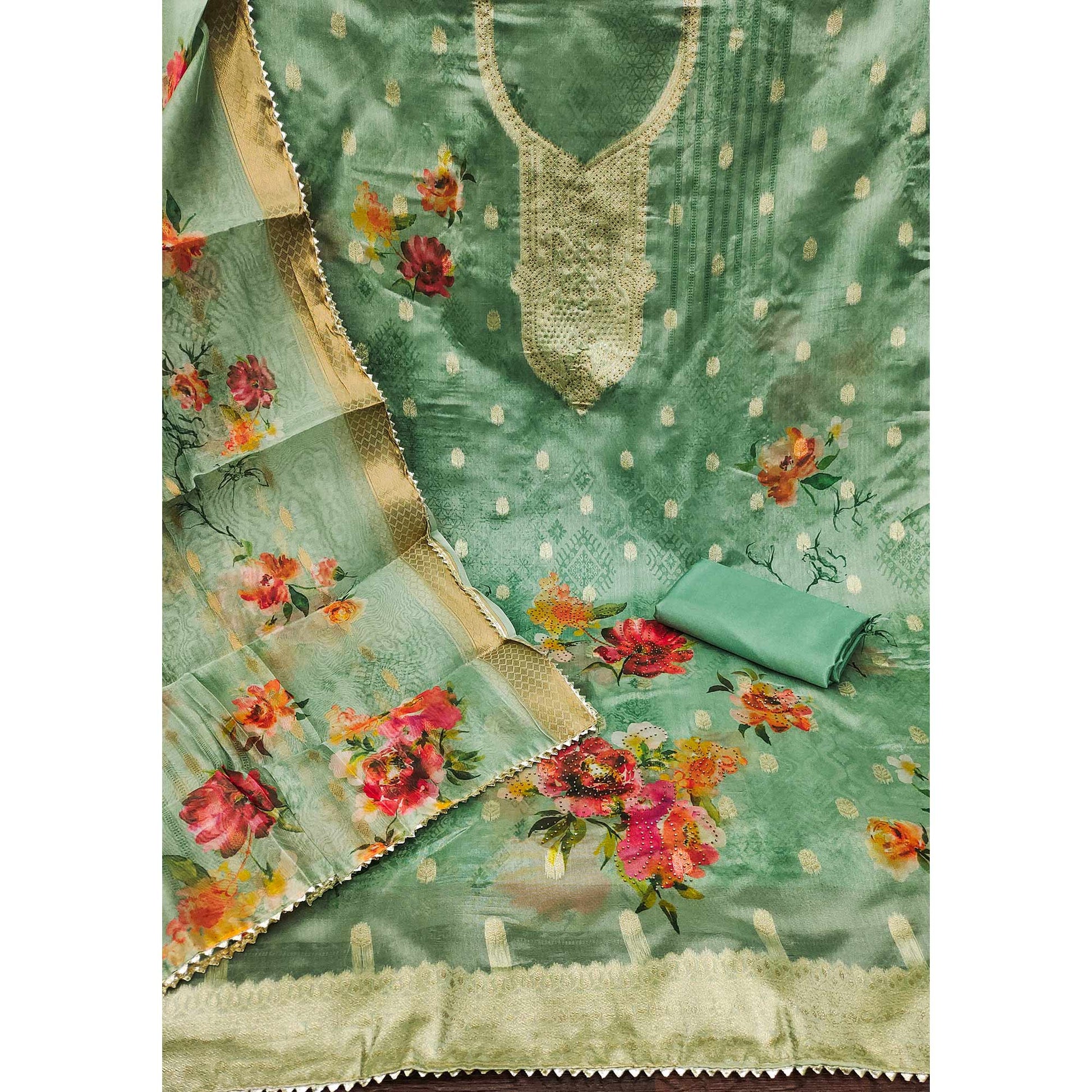 green-floral-woven-with-stonework-organza-dress-material