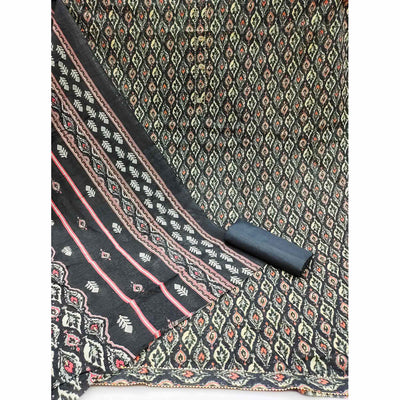Grey Printed Cotton Blend Dress Material