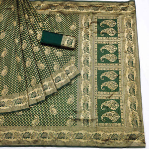 green-woven-jacquard-saree-1