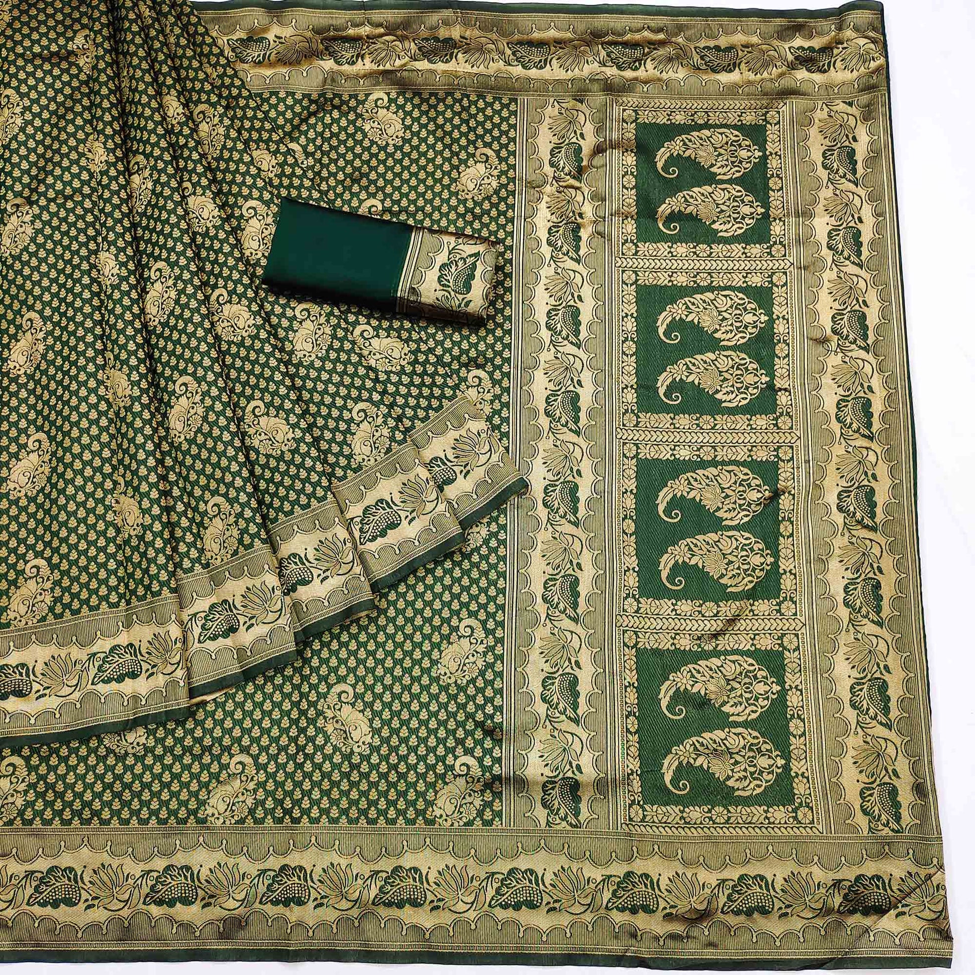 green-woven-jacquard-saree-1