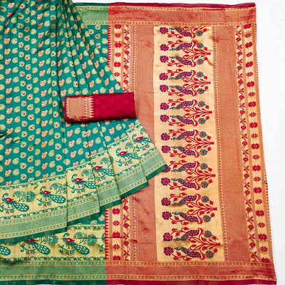 green-woven-cotton-silk-saree-11