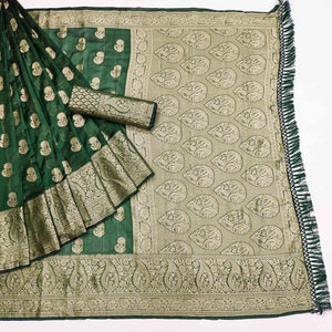 green-floral-woven-organza-saree-with-tassels-2