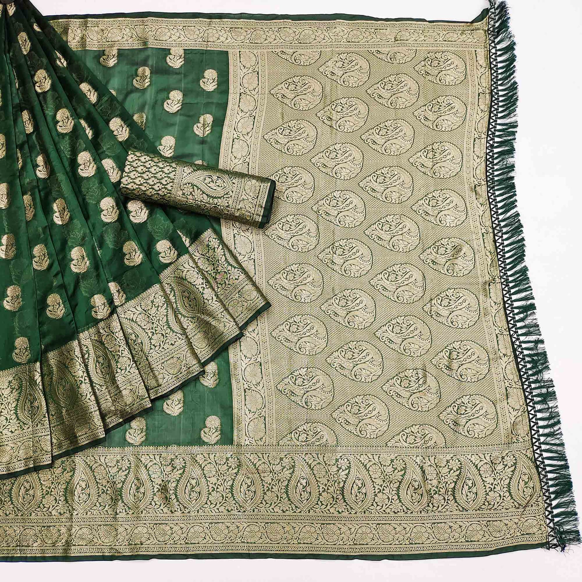 green-floral-woven-organza-saree-with-tassels-2