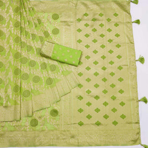 green-floral-woven-jacquard-saree-with-tassels