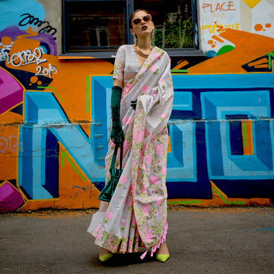 grey-floral-woven-pure-silk-saree-with-tassels