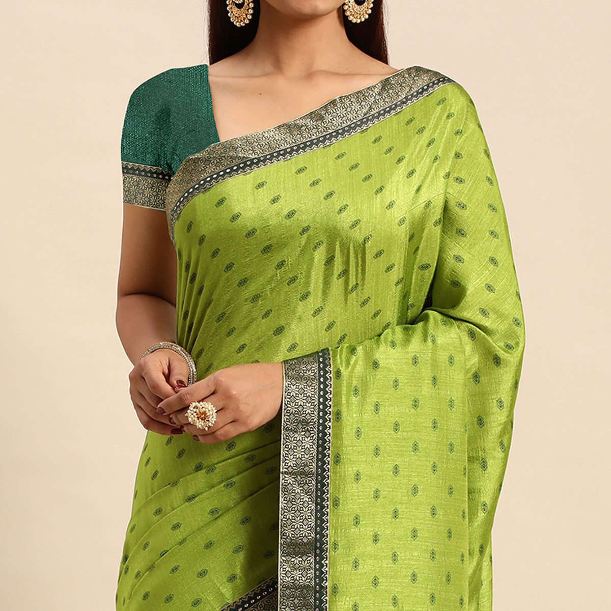 green-printed-vichitra-silk-saree