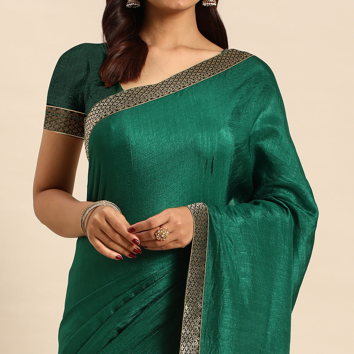 green-solid-vichitra-silk-saree-with-fancy-border