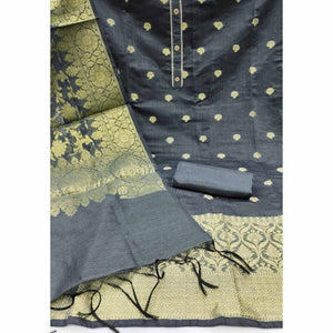 grey-floral-woven-banarasi-silk-dress-material