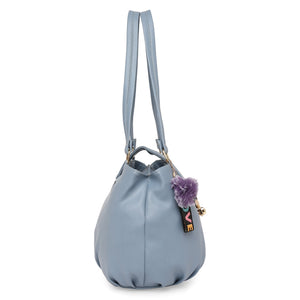 Grey Women Vegan Leather Handbag With Belt