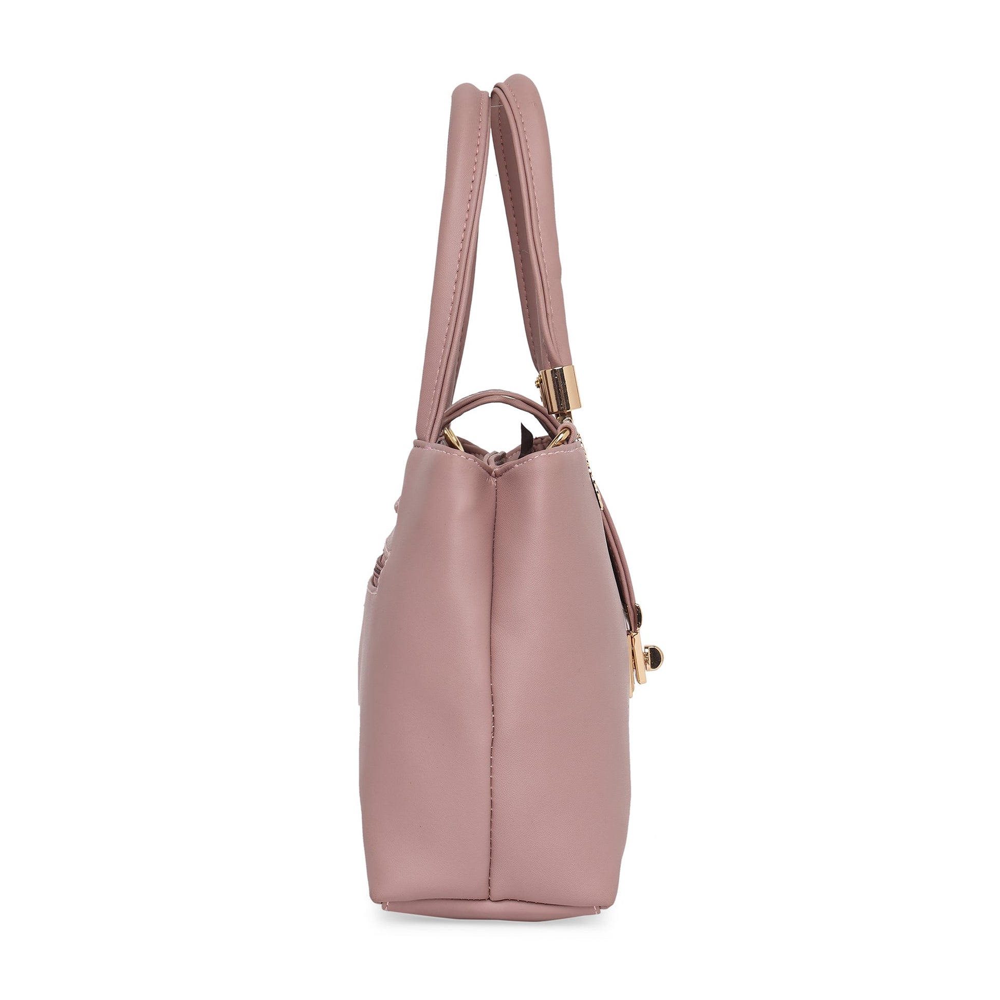 Mauve Women Vegan Leather Handbag With Belt