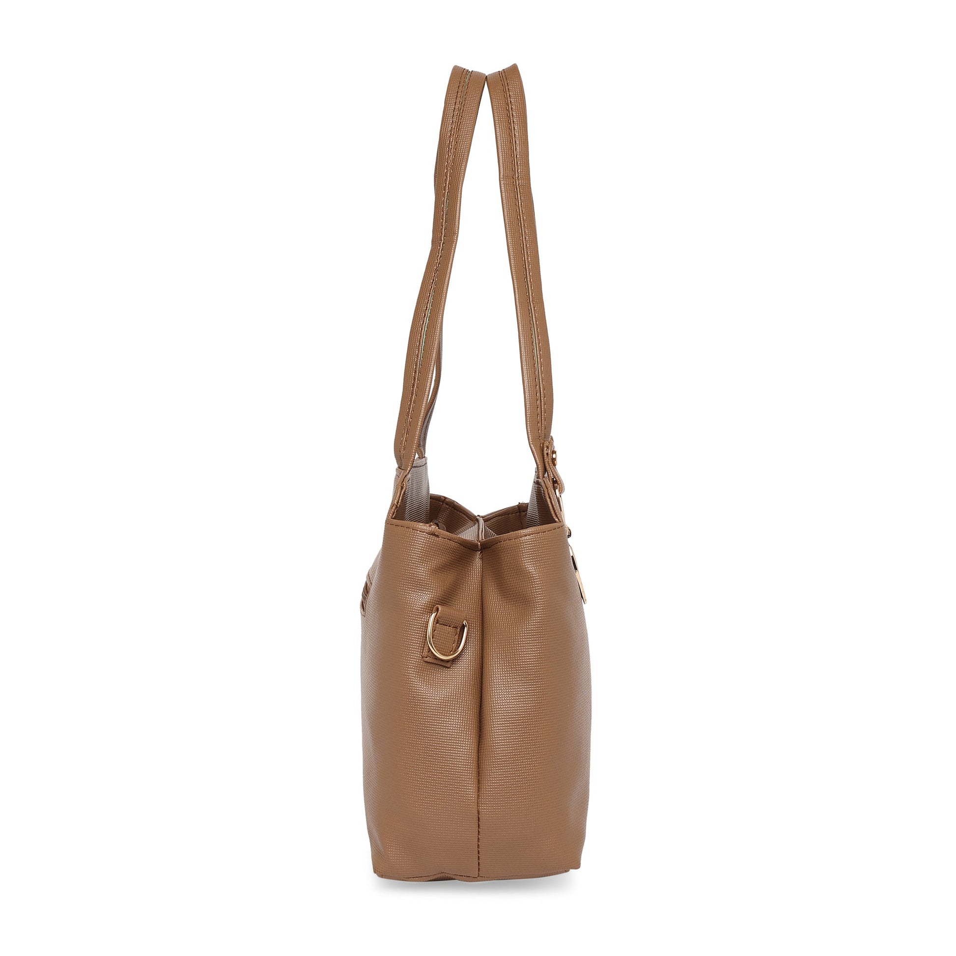 Brown Women Vegan Leather Handbag With Belt