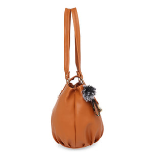 Brown Women Vegan Leather Handbag With Belt