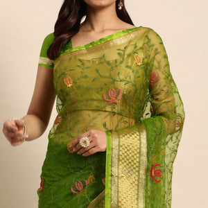 green-floral-embroidered-organza-saree-4