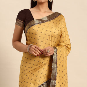 Chikoo Printed Vichitra Silk Saree