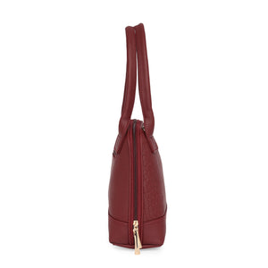Maroon Women Vegan Leather Handbag With Belt