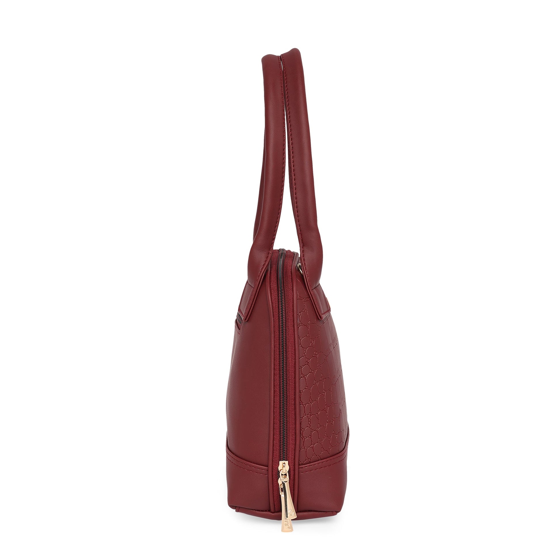 Maroon Women Vegan Leather Handbag With Belt