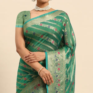 green-floral-woven-organza-silk-saree-1