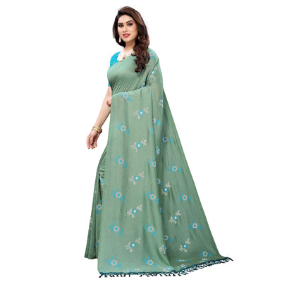 Mehendi Green Casual Wear Printed Silk Saree