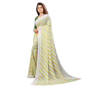 green-striped-printed-georgette-saree