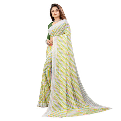 green-striped-printed-georgette-saree