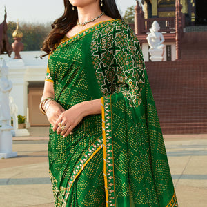 green-bhandhani-printed-chiffon-saree