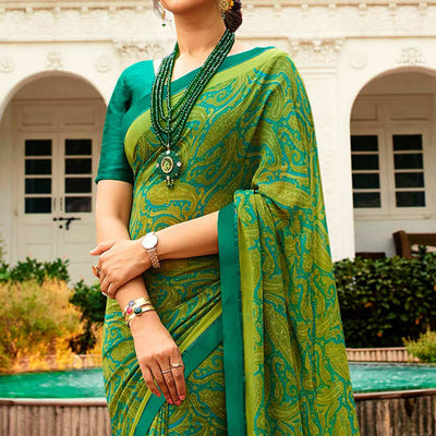 green-printed-georgette-saree-7