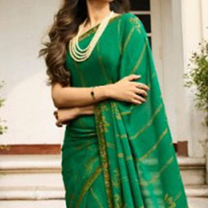 green-printed-art-silk-saree-with-lace-border
