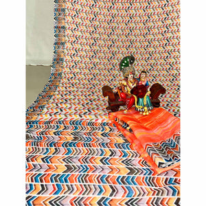 Multi Floral Digital Printed Linen Saree
