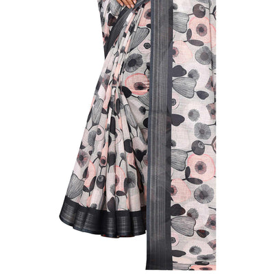 grey-black-digital-floral-printed-linen-saree