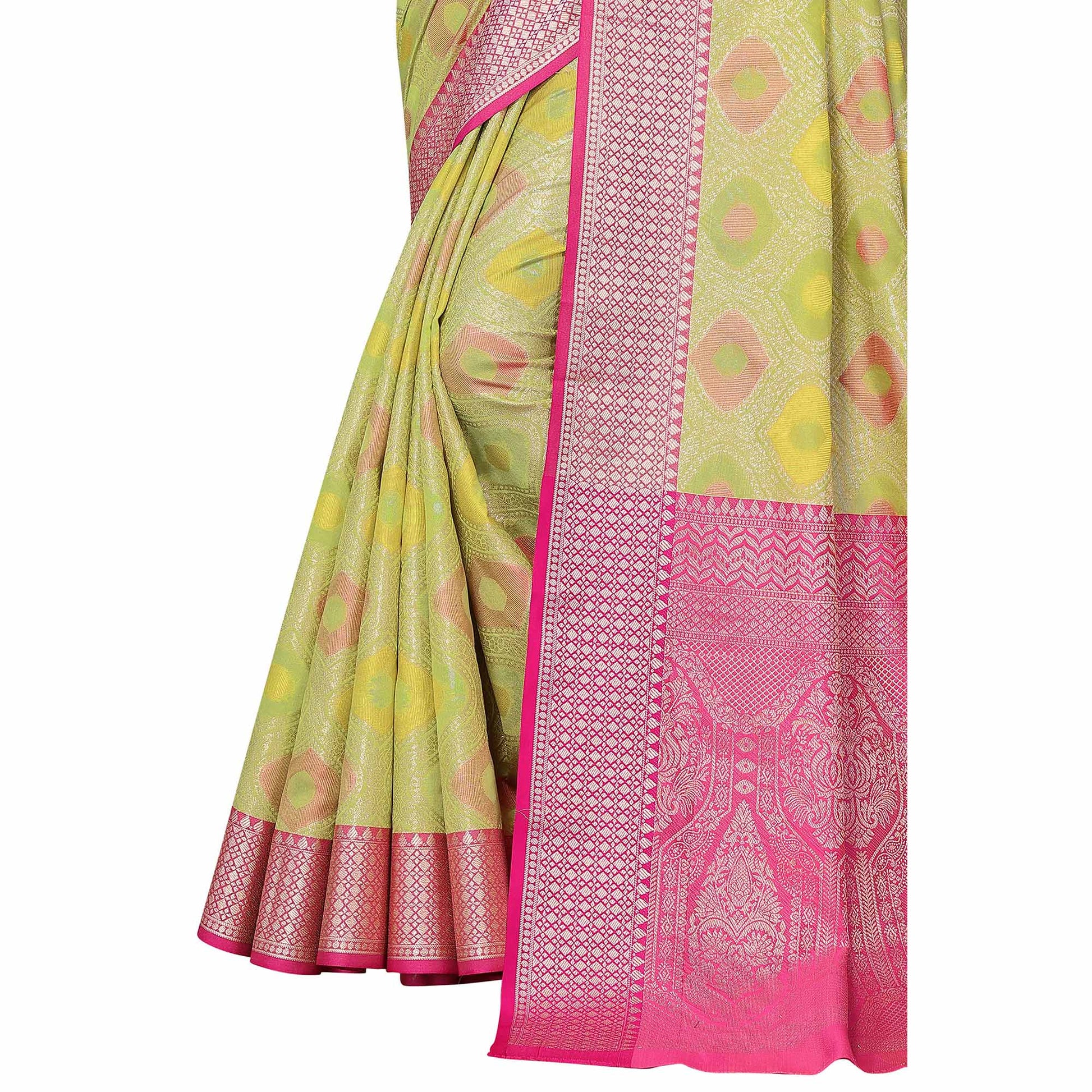 Lemon Green Woven Banarasi Silk Saree