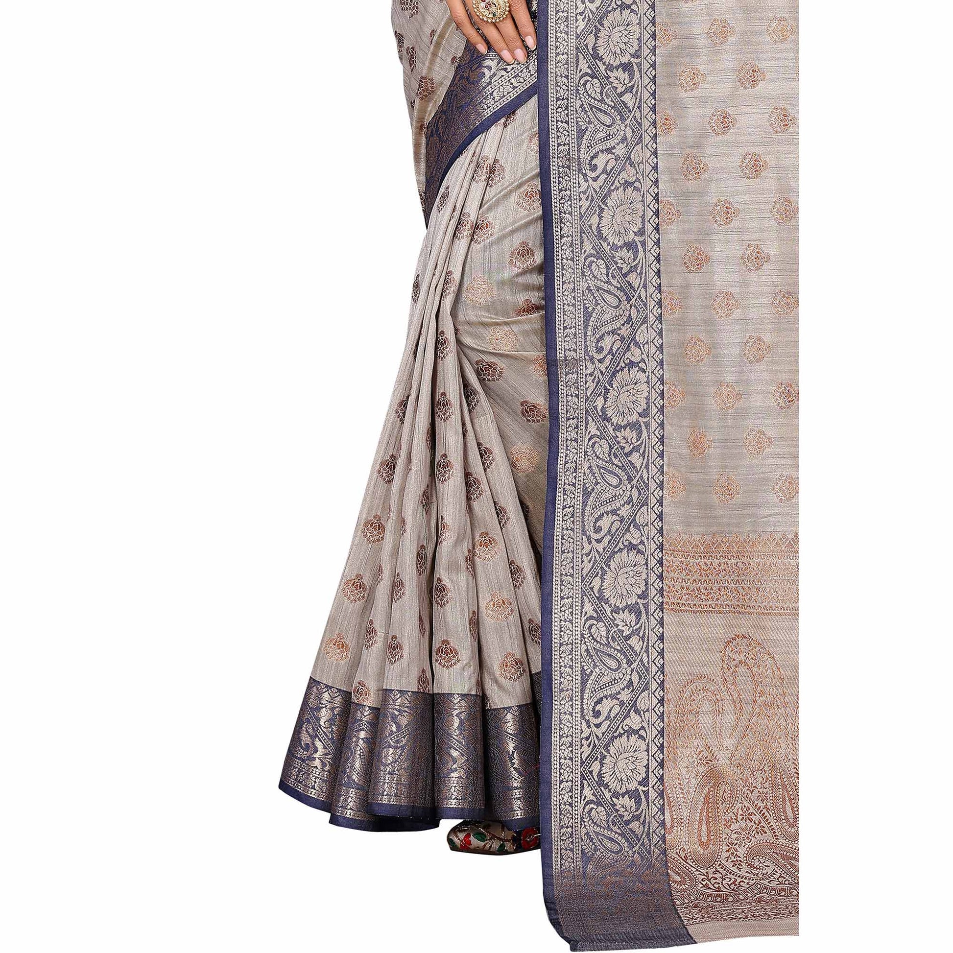 grey-floral-woven-banarasi-silk-saree