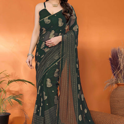 green-foil-printed-georgette-saree-7