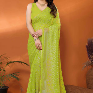 green-foil-printed-georgette-saree-8