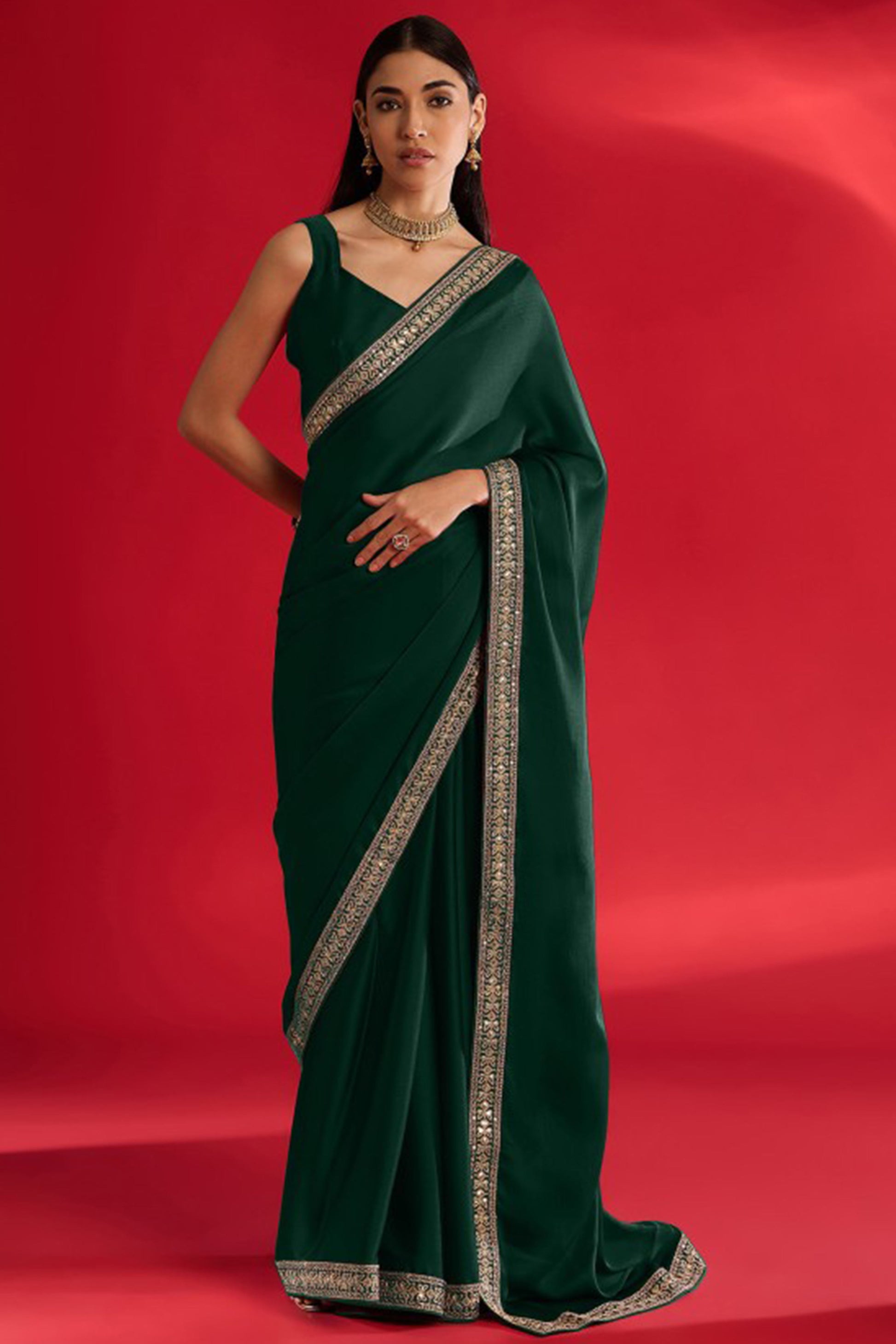 green-solid-with-embellished-bordered-georgette-sarees