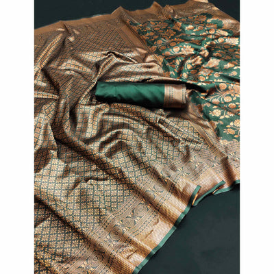 green-floral-woven-banarasi-silk-saree