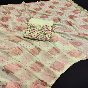 green-floral-printed-georgette-saree-9