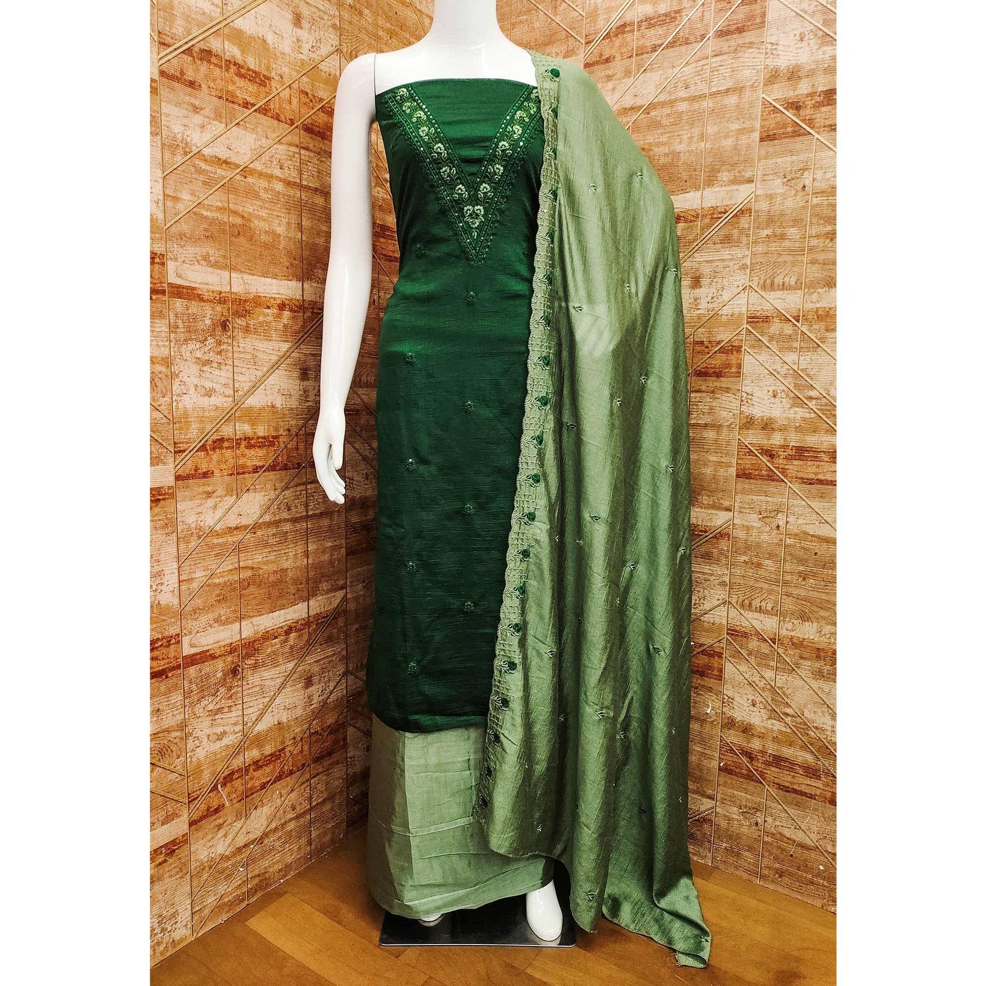green-floral-emboidered-vichitra-silk-dress-material