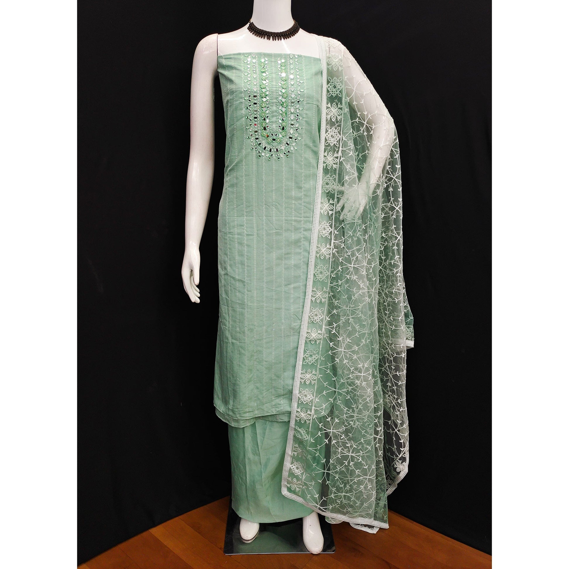green-woven-pure-cotton-dress-material